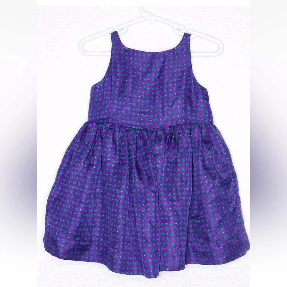 Ralph Lauren Toddler Girls Twirl Dress,  Purple Paisley, Lined, 3T, Designer‎